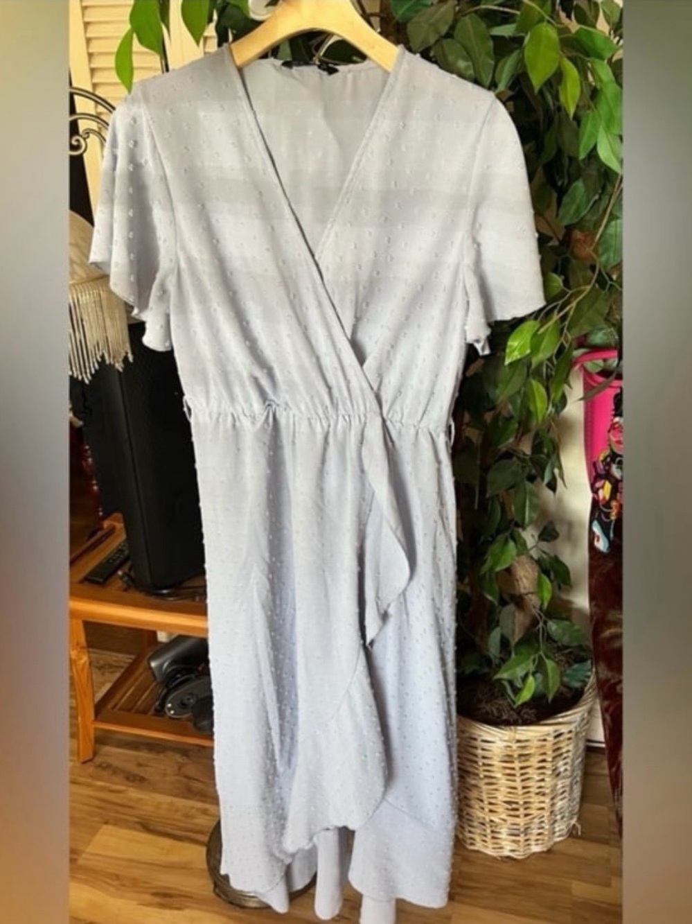 Simplee Apparel Light Blue Midi Wrap Dress